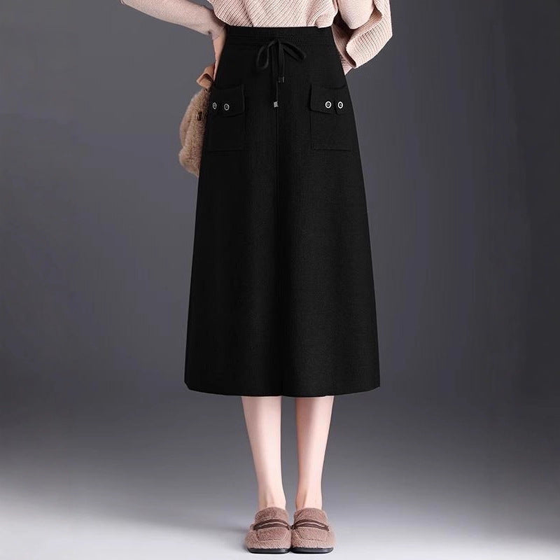 Ladies Stylish Maxi Skirt with Pockets and Tying Belt Mune Fashion