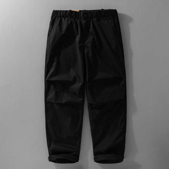 Men's casual chino pants with elastic waistband, drawstring, and tapered leg Mune Fashion
