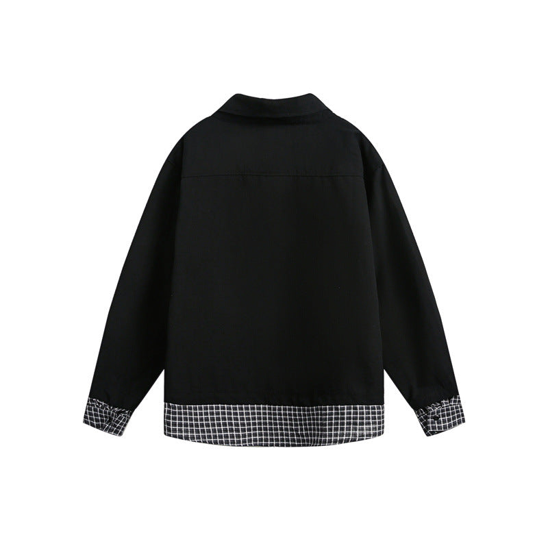 Men's oversized polo with layered look, checkered shirt lining and shirt collar Mune Fashion