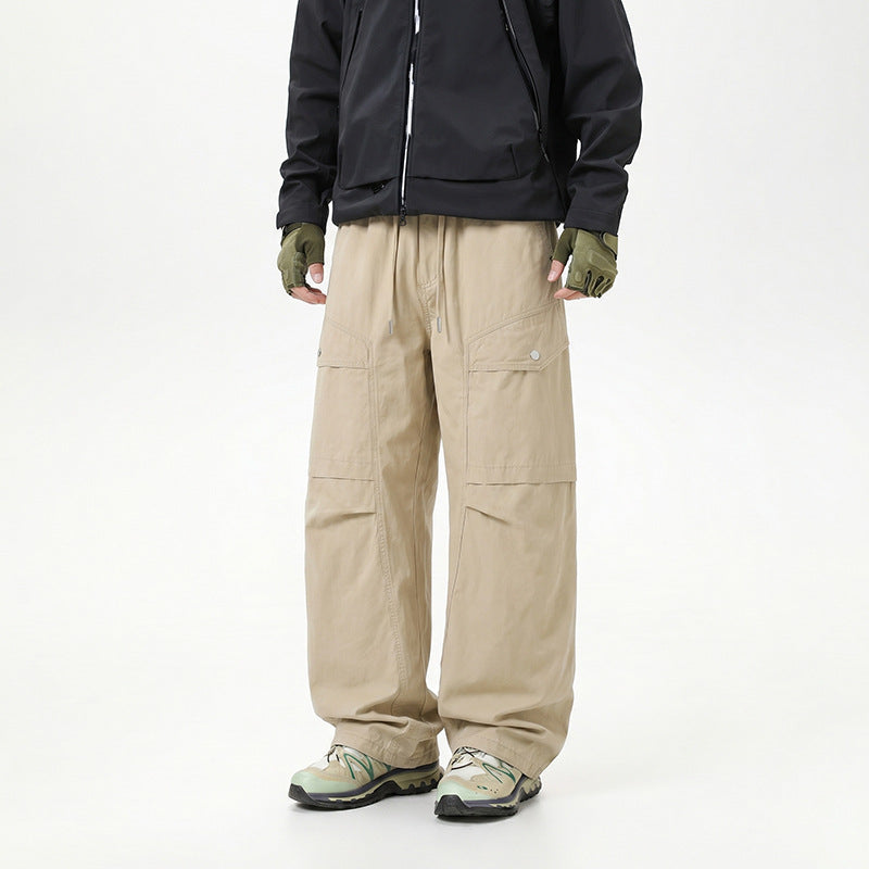 Damen Extraweite Tech‑Cargo‑Hose im Palazzoschnitt mit Elastikbund und Multifunktions‑Taschen Mune Fashion