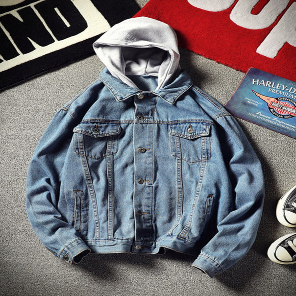 Men's Fashionable Denim Jacket with Hood Mune Fashion