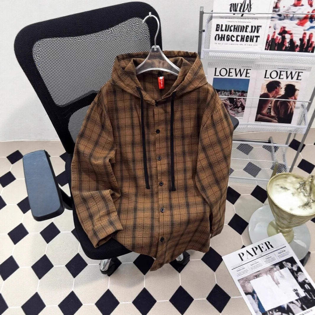 Women's URBAN CHECK HOODIE WITH BUTTON DETAILS Mune Fashion