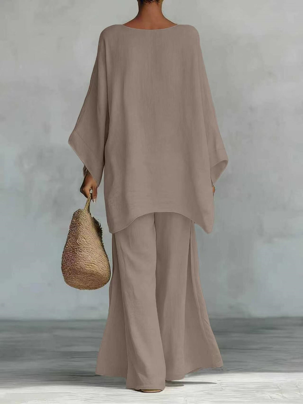 Women Casual Oversized Kaftan Top with Wide Palazzo Pants Mune Fashion