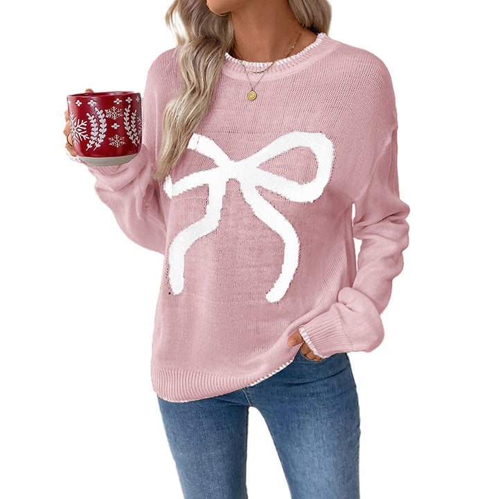 Women Comfortable Sweater with Bow Pattern Mune Fashion