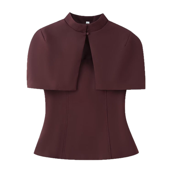 Women’s top with capelet overlay and fitted peplum silhouette Mune Fashion