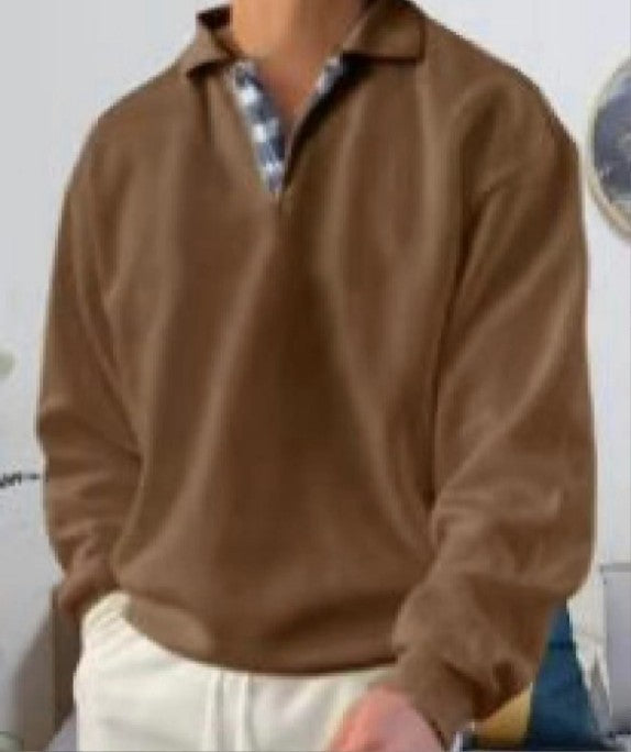 Men's casual sweater with polo collar and concealed check inner lining made of cotton blend Mune Fashion