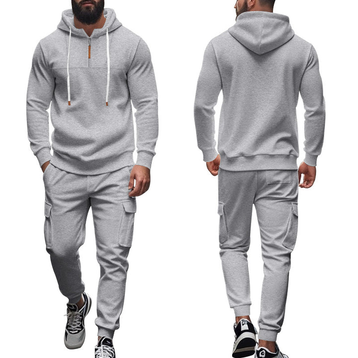 Men's nano cargo jogging suit with half-zip hoodie and tapered cargo pants Mune Fashion