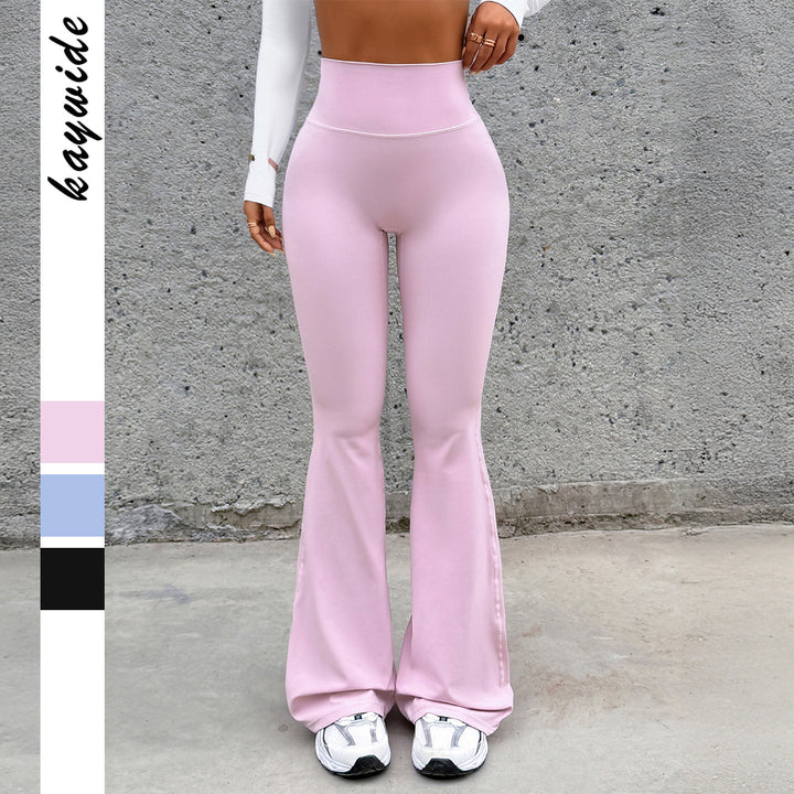 Women high-waisted shaping yoga pants with flared leg and flat decorative seam Mune Fashion