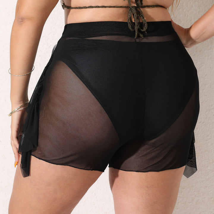 Women's lightly transparent beach shorts with flowing overlay Mune Fashion