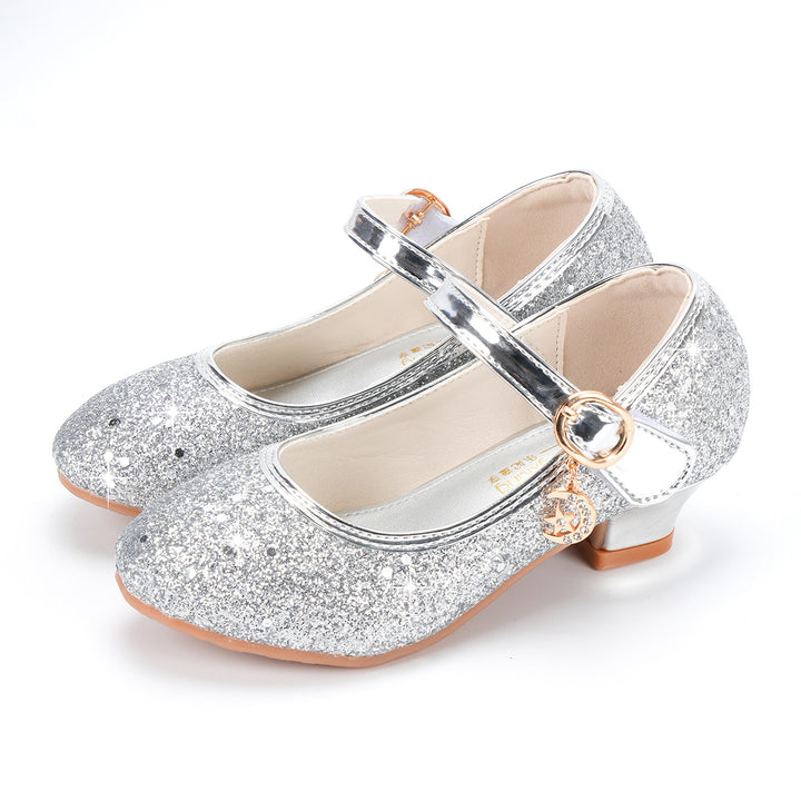 Girls Glittering Ballet Flats with Adjustable Strap and Decorative Details Mune Fashion
