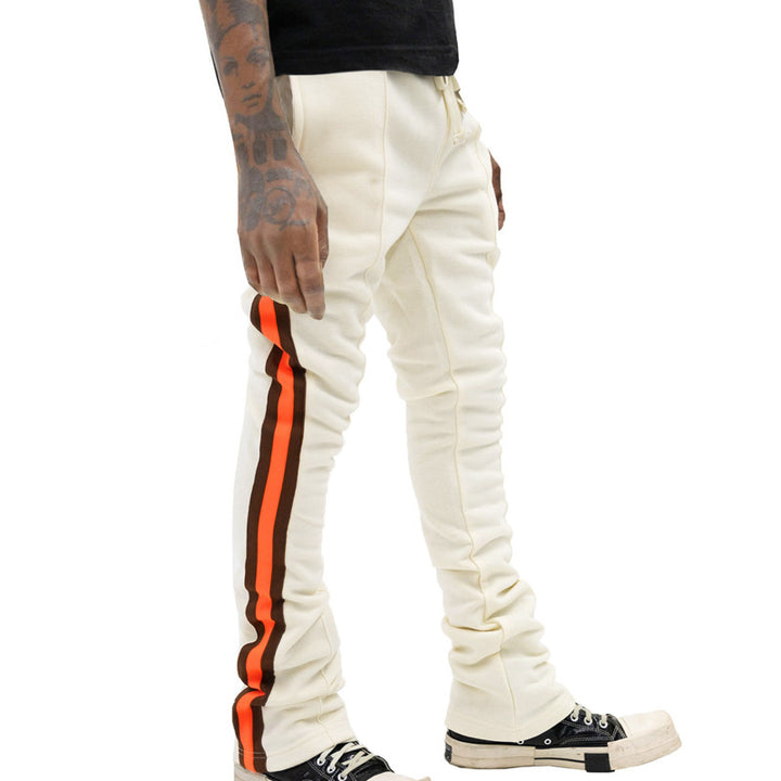 Men's narrow tapered sweatpants with visible center seam, elastic drawstring waistband, and casual tapered cut Mune Fashion