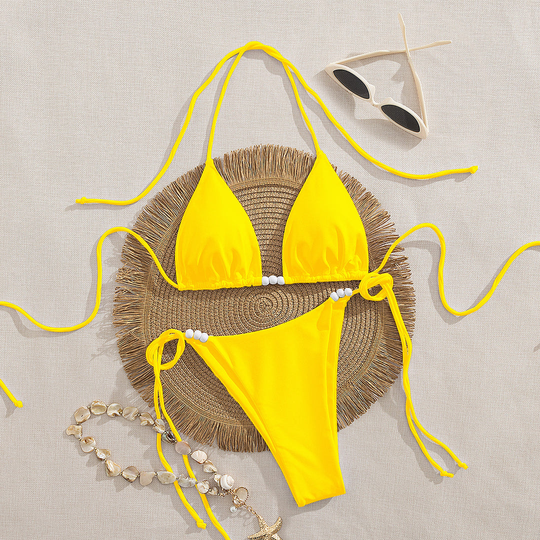 Women's triangle bikini with decorative pearl details Mune Fashion