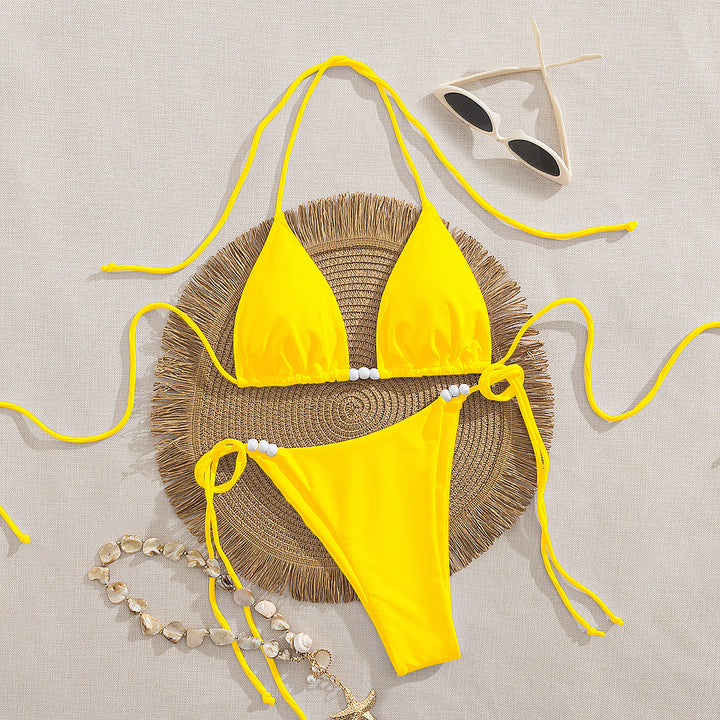 Women's triangle bikini with decorative pearl details Mune Fashion