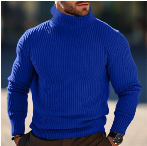 Men's narrow-fitting ribbed turtleneck sweater made of fine knit with stretch and thermoregulating wool blend Mune Fashion