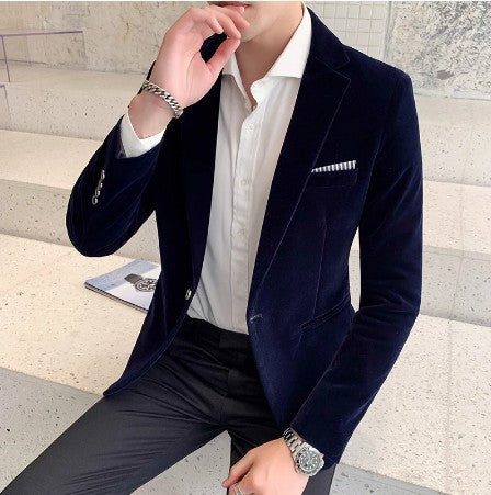 Men's velvet blazer with slim silhouette and single-button closure Mune Fashion