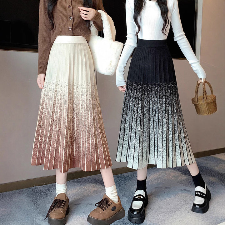 Ladies Elegant Pleated Midi Skirt Mune Fashion