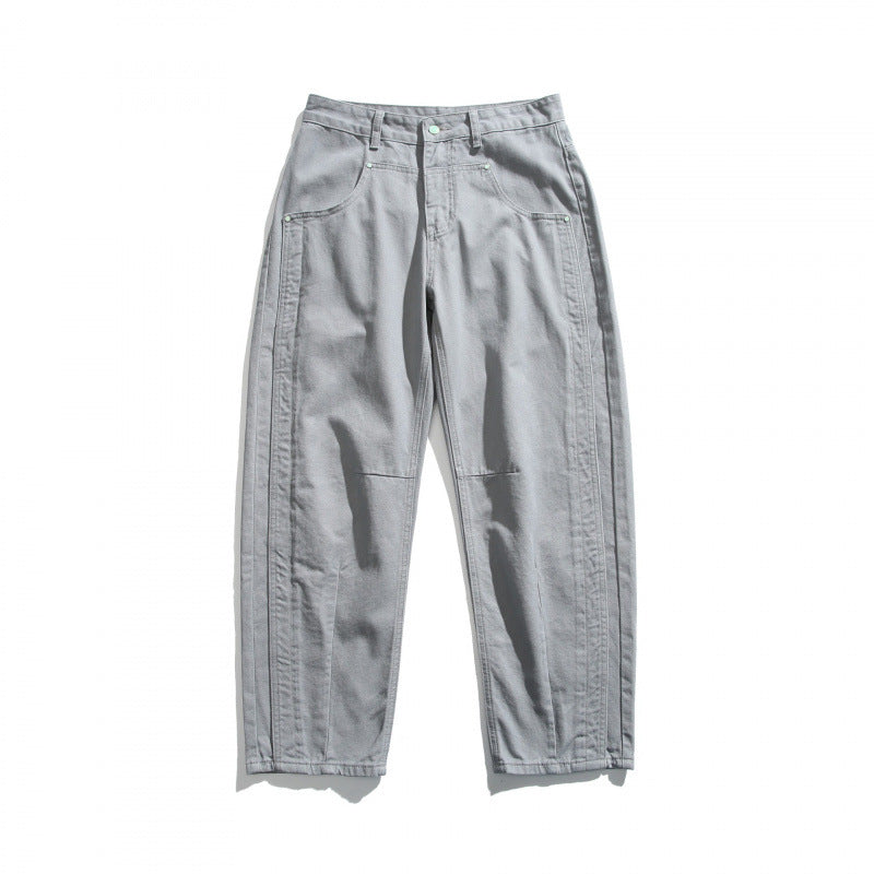 Men's Casual Relaxed-Fit Jeans with Decorative Stitching and Knee Inserts Mune Fashion