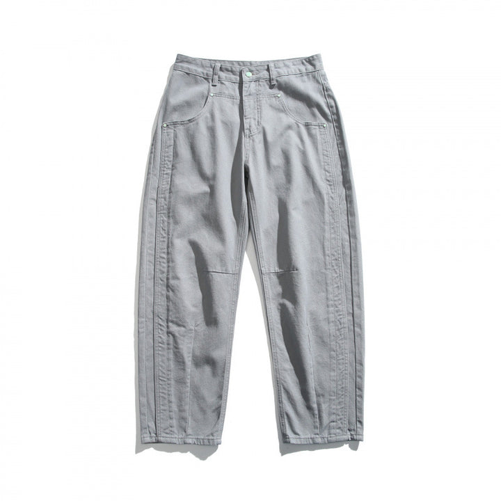 Men's Casual Relaxed-Fit Jeans with Decorative Stitching and Knee Inserts Mune Fashion