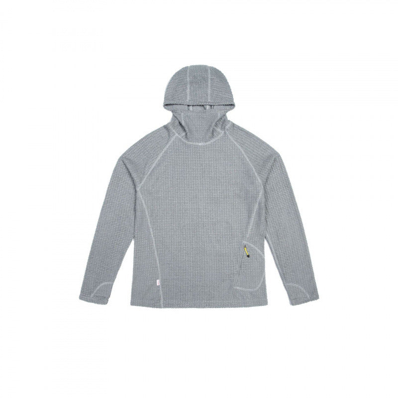 Unisex Textured Hoodie in Boxy Cut made of Waffle Knit with Raglan Sleeves and Patch Pocket Mune Fashion