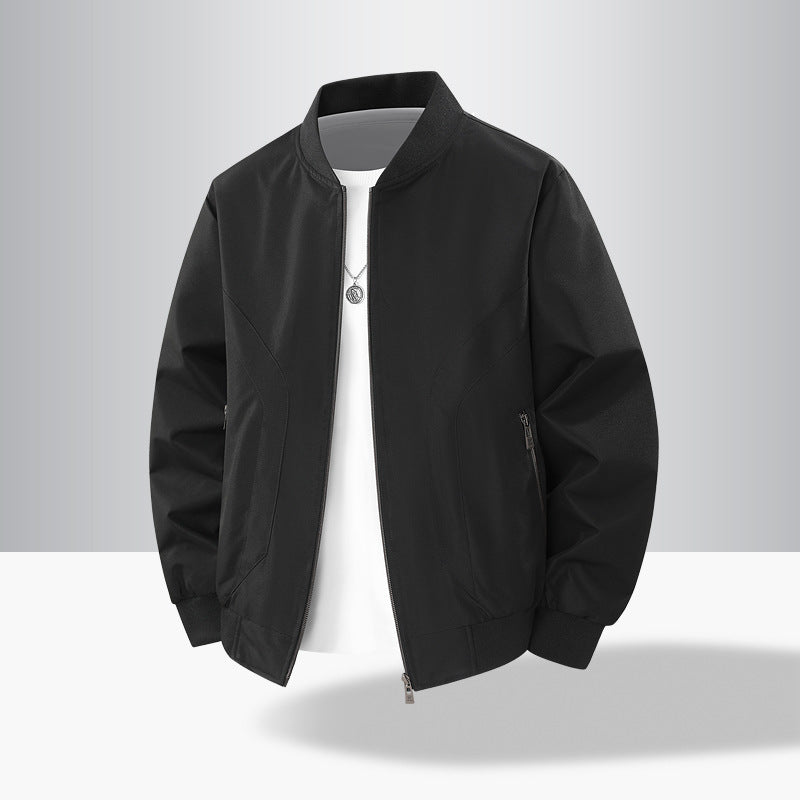 Men's Lightweight Windproof Bomber Jacket with Ribbed Cuffs and Zipper Pockets Mune Fashion