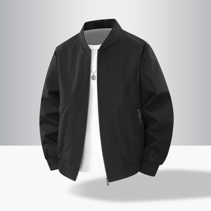 Men's Lightweight Windproof Bomber Jacket with Ribbed Cuffs and Zipper Pockets Mune Fashion