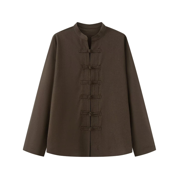 Ladies wide blouse jacket with stand collar and knot closure Mune Fashion