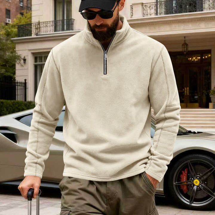 Men's half-zip fleece pullover with stand-up collar, reinforced seams and travel-optimized cut Mune Fashion