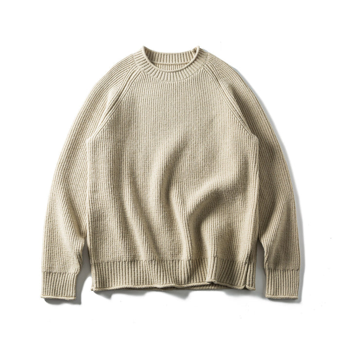 Men's ribbed knit sweater with round neck and raglan sleeves Mune Fashion