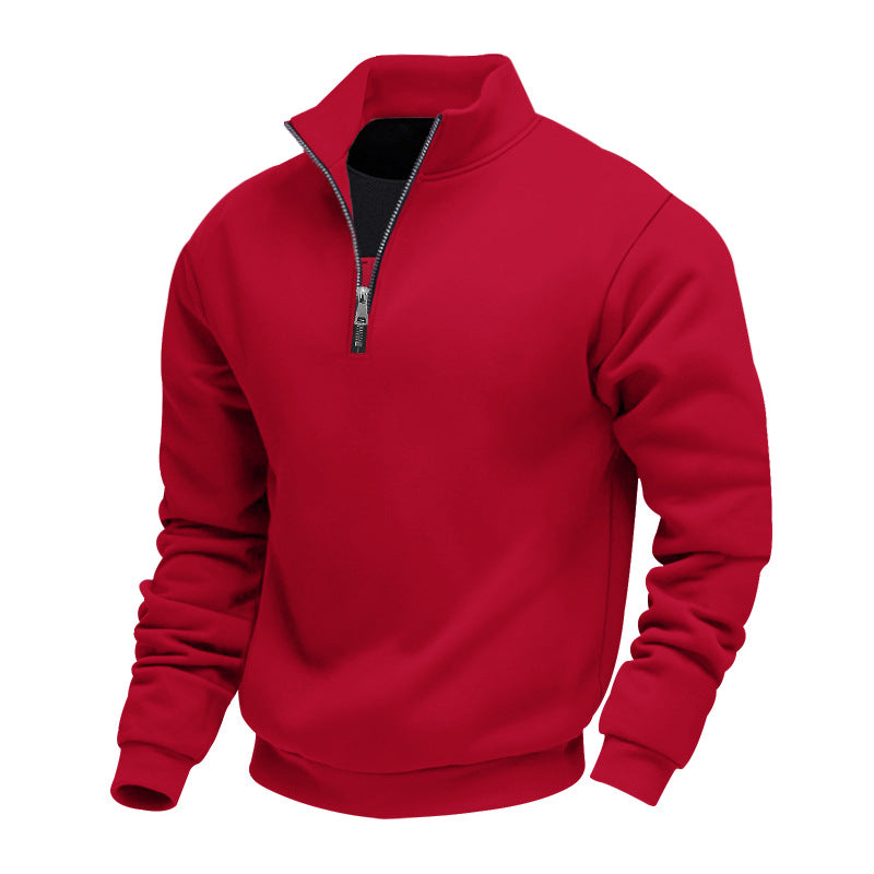 Men's brushed sweat half-zip with contrasting inner collar and elastic hem Mune Fashion