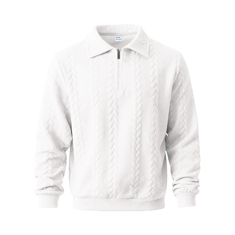 Men's coarse knitted troyer with short zipper and polo collar Mune Fashion