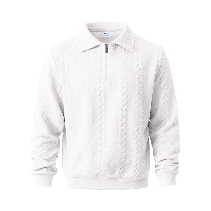 Men's coarse knitted troyer with short zipper and polo collar Mune Fashion