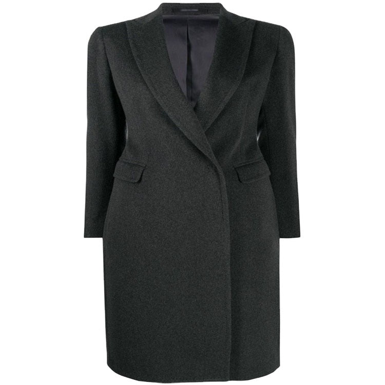 Women Slim Tailored Long Coat with Shawl Collar, fitted seam guidance and concealed button placket Mune Fashion
