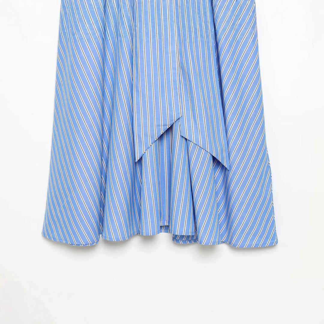 Ladies shirt dress with waist belt, long sleeves and flared skirt Mune Fashion