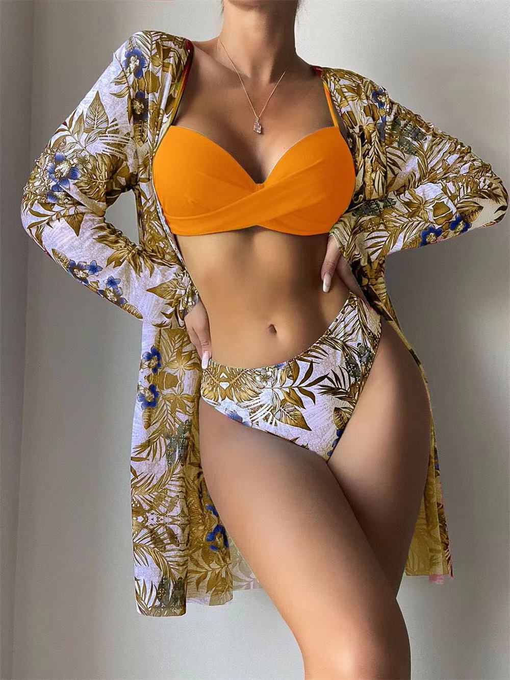 Women’s Bikini Set with Floral Patterns and Elegant Cover-Up Mune Fashion