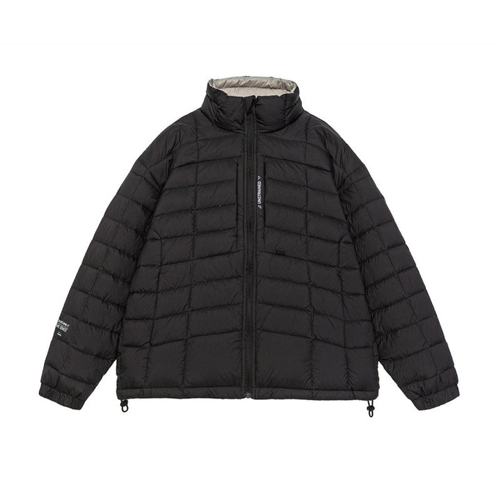 Unisex Short Boxy Insulation Jacket with Light Thermal Padding, High Stand-Up Collar and Drawstring Hem Mune Fashion