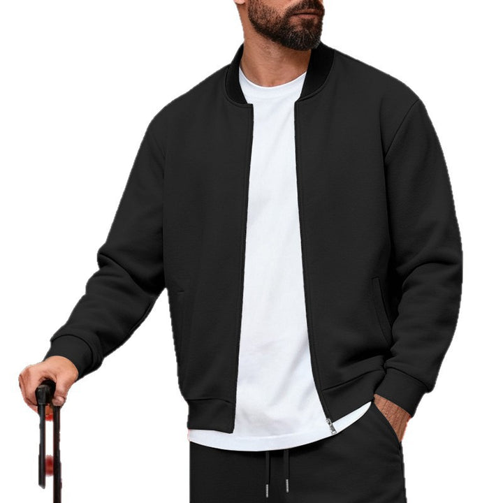 Men's Nan Urban Sweat Track Jacket with Stand Collar Concealed Zipper Elastic Rib Cuffs and Side Pockets Mune Fashion