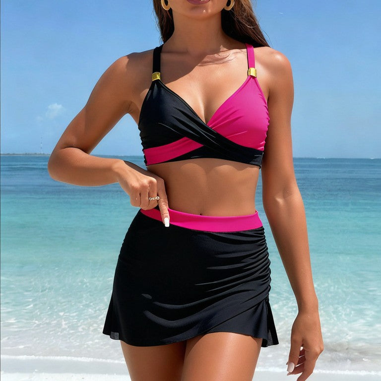 Women Sporty Bikini with Wrap Skirt Mune Fashion