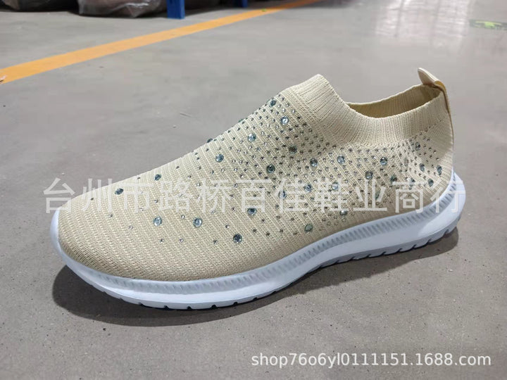 Women’s Elastic Knit Sneakers with Gemstone Detailing Mune Fashion