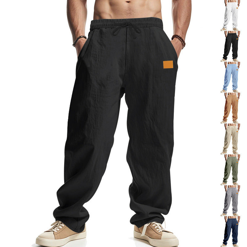 Men's casual oversized linen joggers with elastic waistband, drawstring, and side pockets Mune Fashion