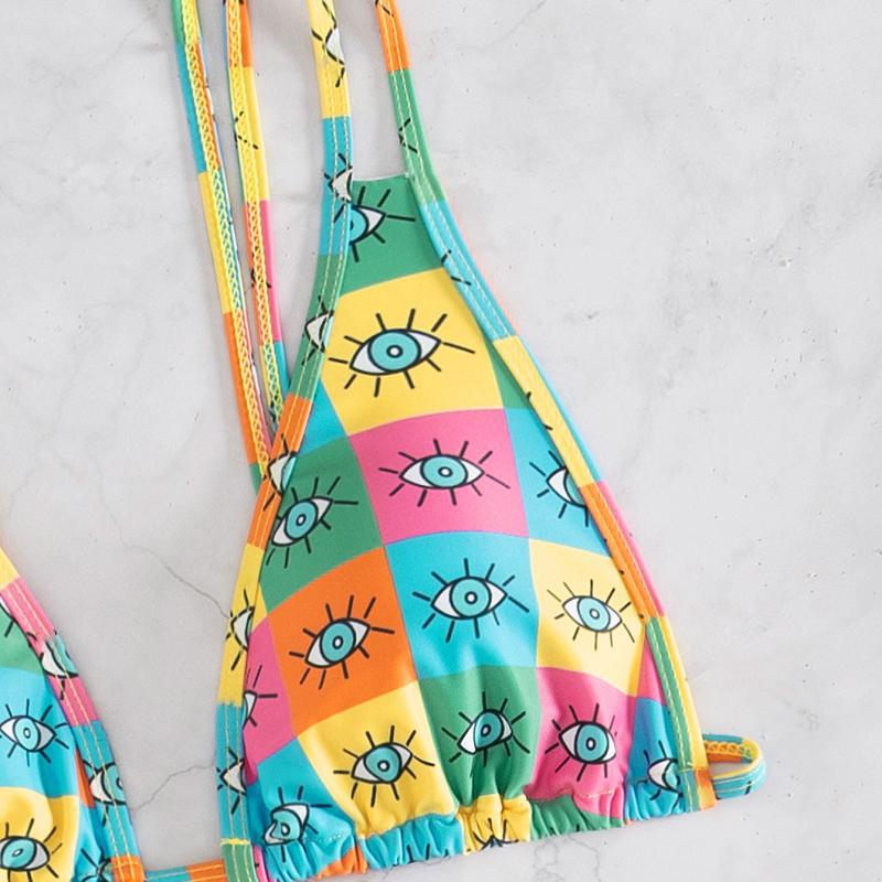 Women's bikini set with colorful geometric pattern and adjustable straps Mune Fashion