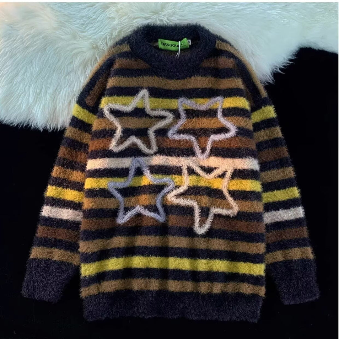 Women's Comfortable Knit Sweater with Star Motif Mune Fashion