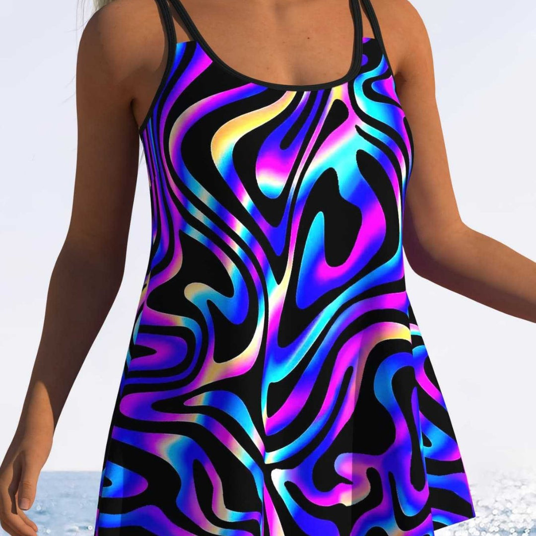 Women's tankini with playful striped pattern and original cut Mune Fashion