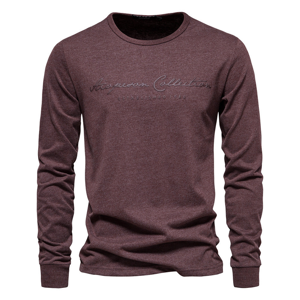Men's Nano Minimalist Round Neck Sweatshirt Made of Cotton Blend with Ribbed Cuffs Mune Fashion