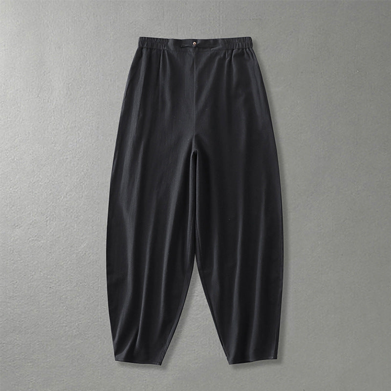 Women Casual Wide Harem Pants with Elastic Waistband and Tapered Ankles Mune Fashion