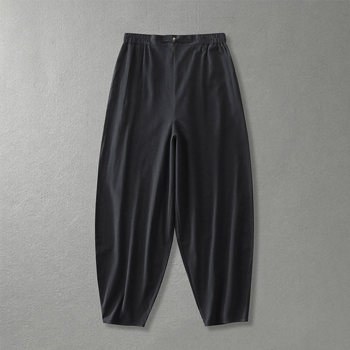 Women Casual Wide Harem Pants with Elastic Waistband and Tapered Ankles Mune Fashion