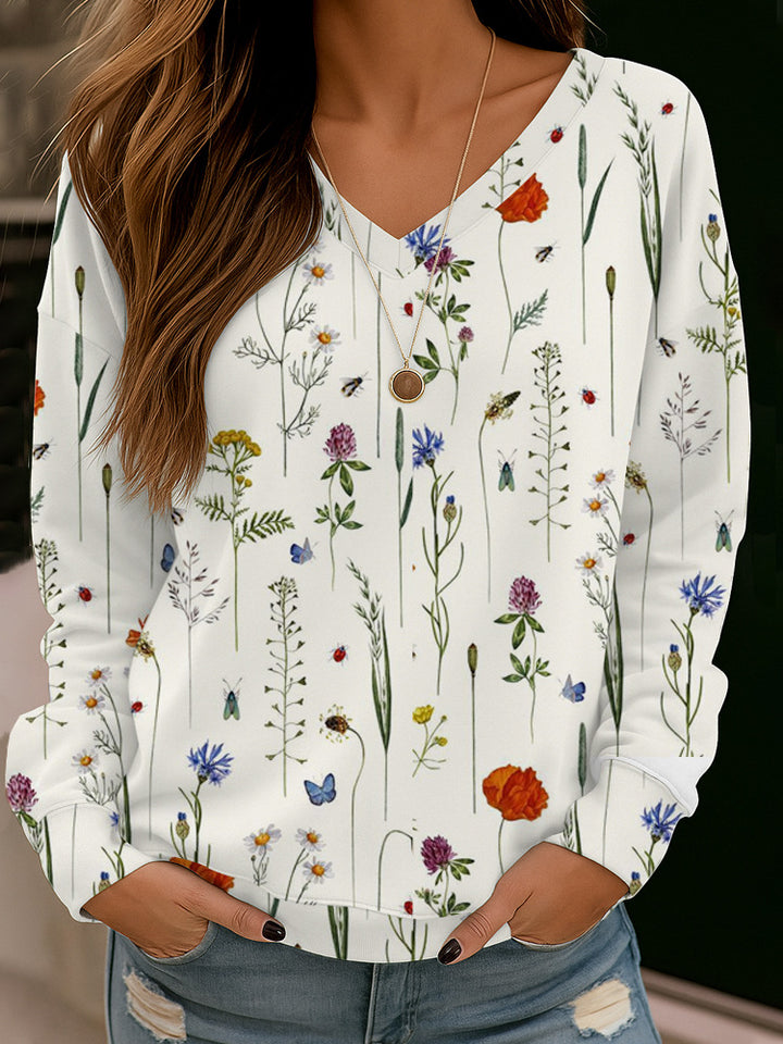 Women Boho-Mandala V-Neck Oversize Sweatshirt with Soft Sweat Fabric Mune Fashion