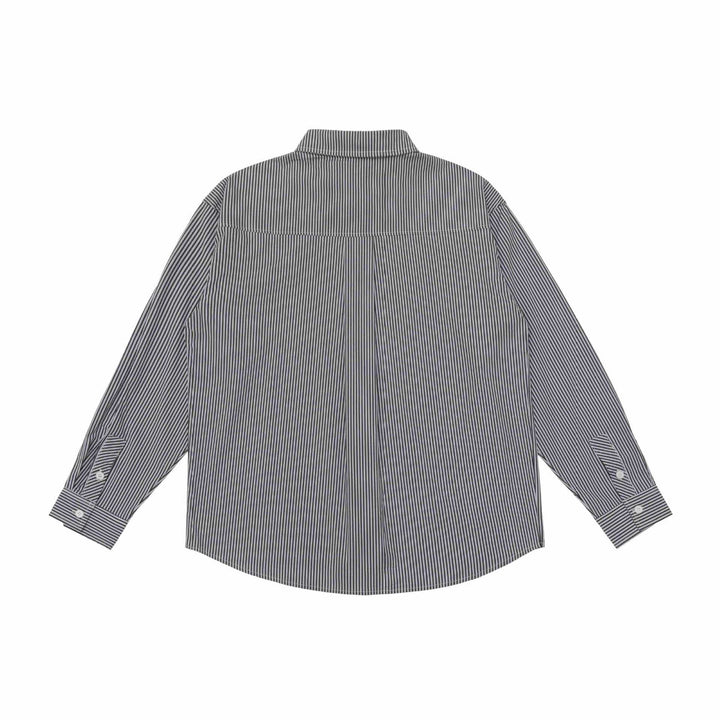 Unisex Oversize Striped Shirt with Stitch Detail and Kent Collar Mune Fashion