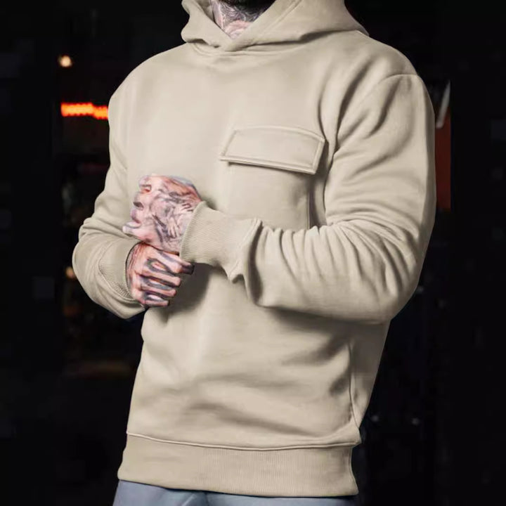 Men's casual athletic hoodie with patch pocket made of heavy French terry Mune Fashion