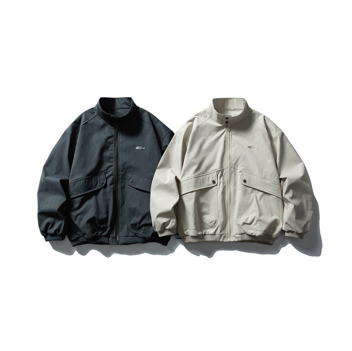 Unisex Oversize Boxy Bomber Jacket with Stand-up Collar and Large Flap Pockets Mune Fashion