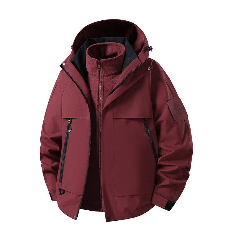 Men's multifunctional waterproof softshell rain jacket with removable fleece inner jacket Mune Fashion